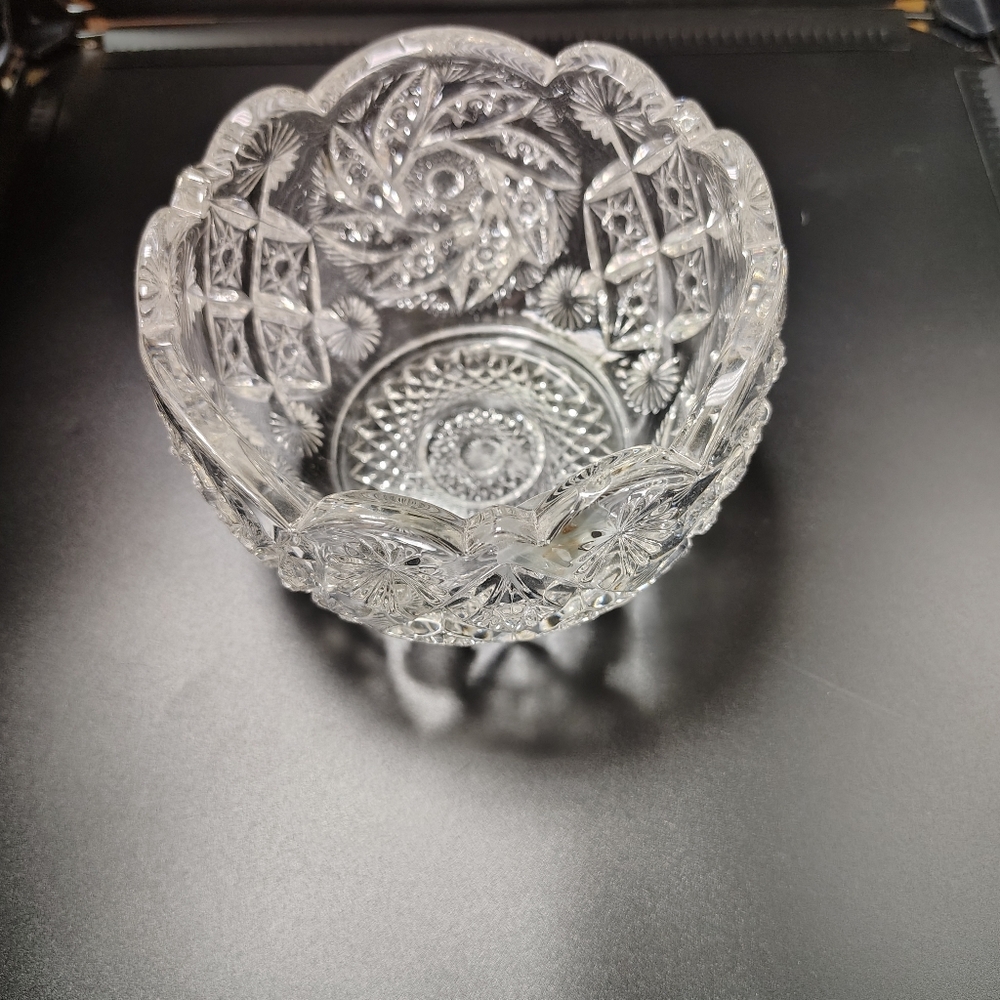 Small Cut Glass Bowl - Clear Pressed Glass